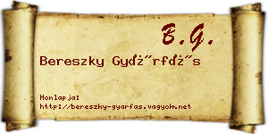 Bereszky Gyárfás névjegykártya